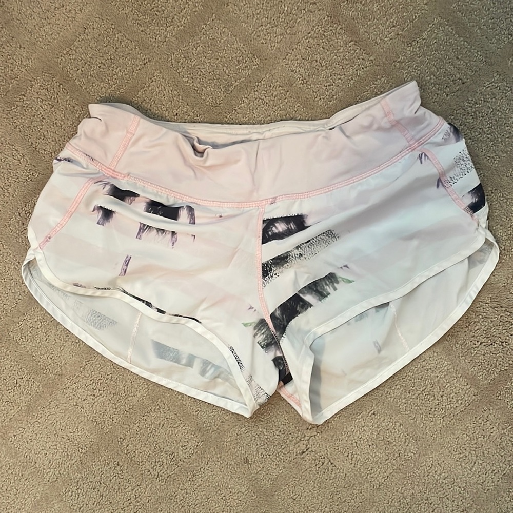 Pink, lined lulu lemon speed up shorts, 2.5